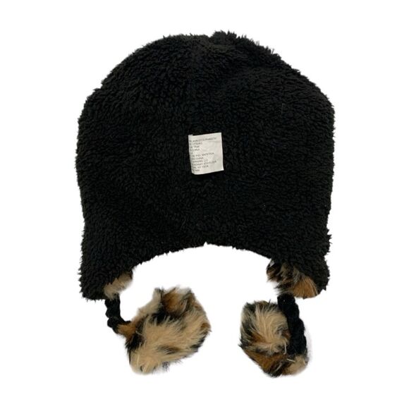 Mystic | Leopard Faux Fur Fleece Girls Winter Hat with Poms Cap - Picture 6 of 8